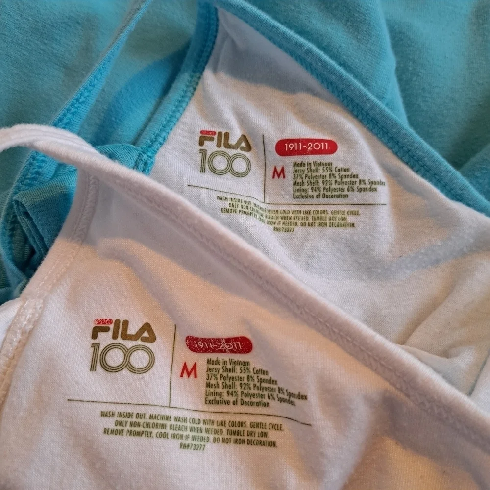 Fila 100 women's size Medium tank top lot of 2, 1 white, 1 light blue - Picture 4 of 6